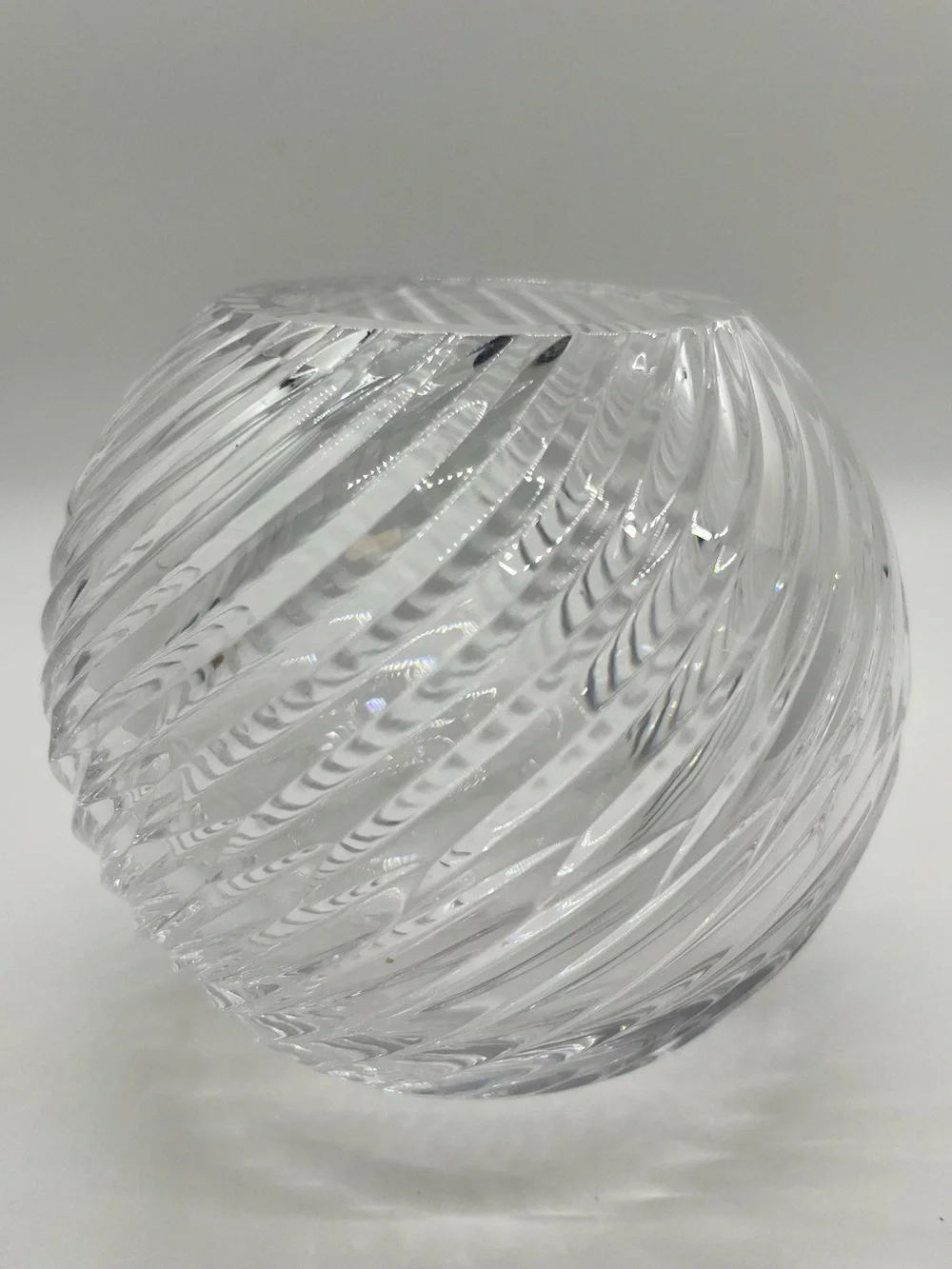 Vintage Astral Swirled Lead Crystal Glass Sphere Rose Bowl Vase